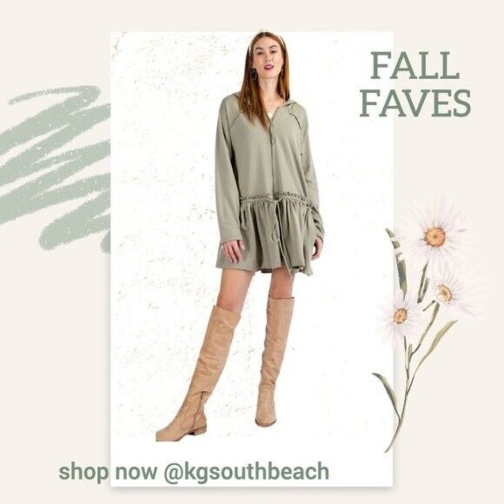 EASEL Lux Cotton Zip Front Hoodie Drawstring Waist Ruffled Trim Raw Seams SOFT! - Picture 5 of 10